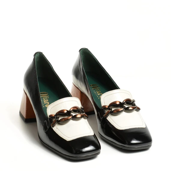 Mocassino in naplak nero con mascherina panna