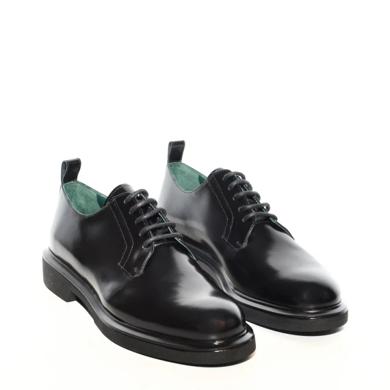 Derby allacciato in pelle spazzolata nera