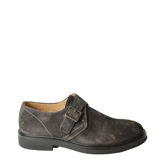 Scarpa con fibbia in suede lavagna