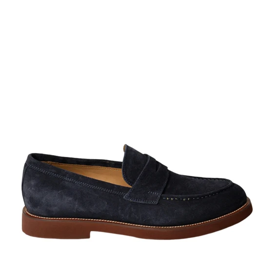 Mocassino in pelle di vitello rovesciato blu