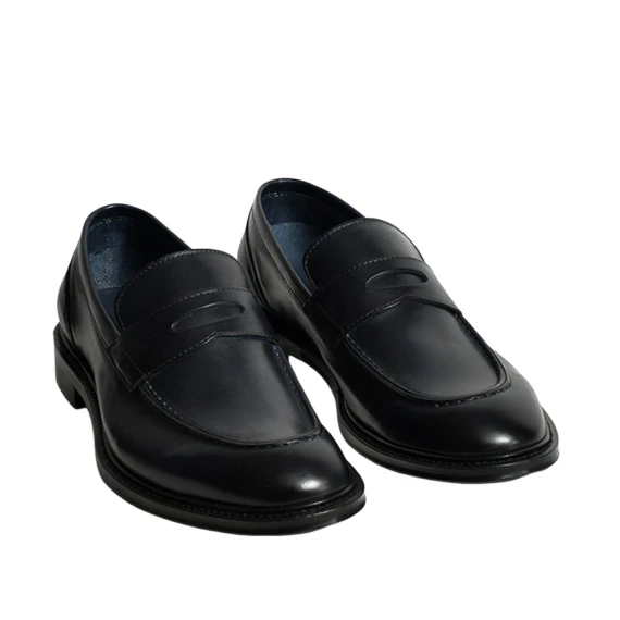 Mocassino in pelle di vitello pieno fiore blu