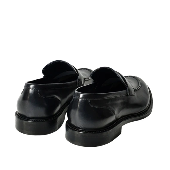 Mocassino in pelle di vitello pieno fiore blu