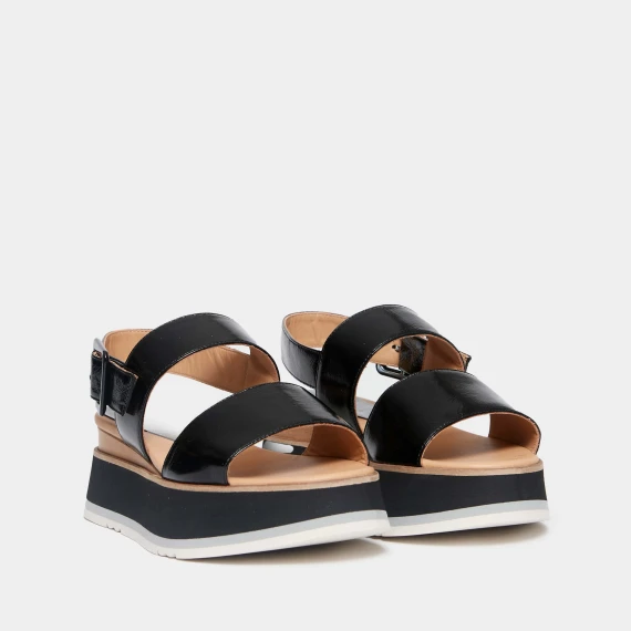 Sandalo JAVARI frate in naplak nero con zeppa