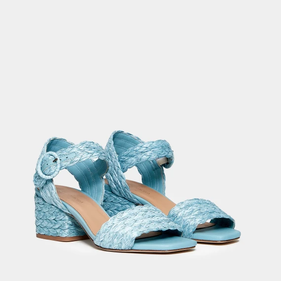 Sandalo MARIBA in rafia azzurra