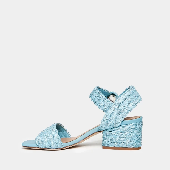 Sandalo MARIBA in rafia azzurra