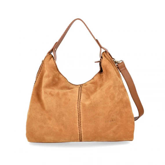 Borsa in pelle scamosciata cognac