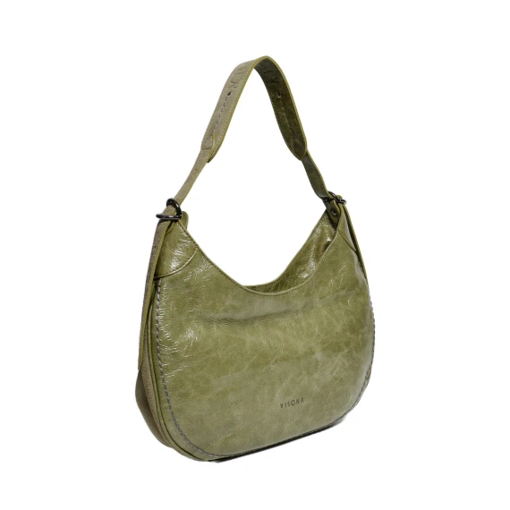 Borsa a mezzaluna in naplack verde oliva