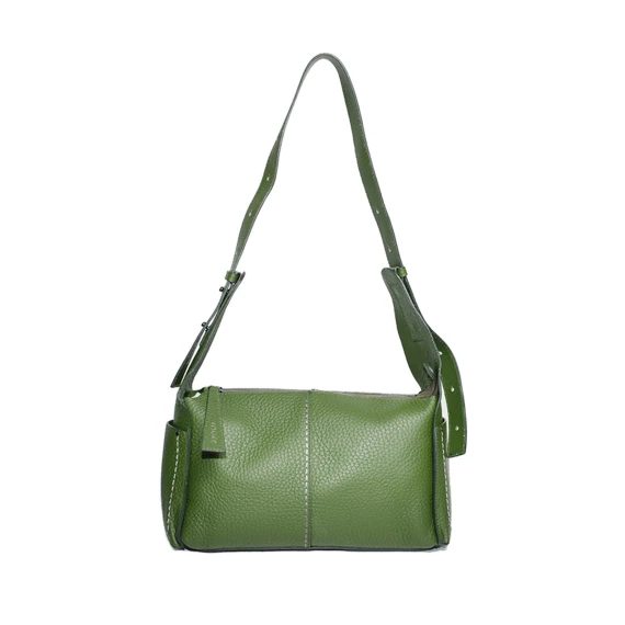 Borsa in pelle martellata unita verde smeraldo