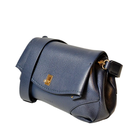 Borsa in pelle martellata a grana grossa blu