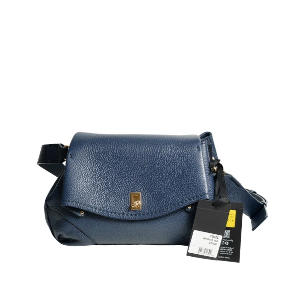 Borsa in pelle martellata a grana grossa blu