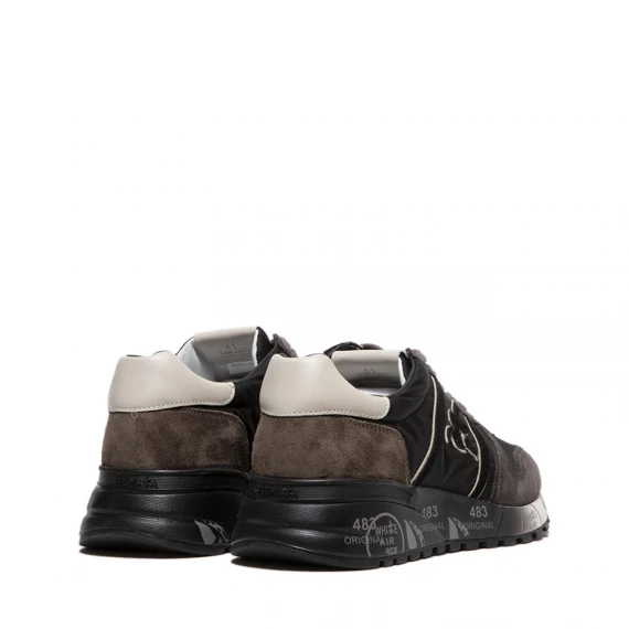 Sneaker Lander in suede grigio scuro e tessuto tecnico nero 