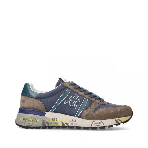 Sneakers Lander 6400 in suede e tessuto blu marrone