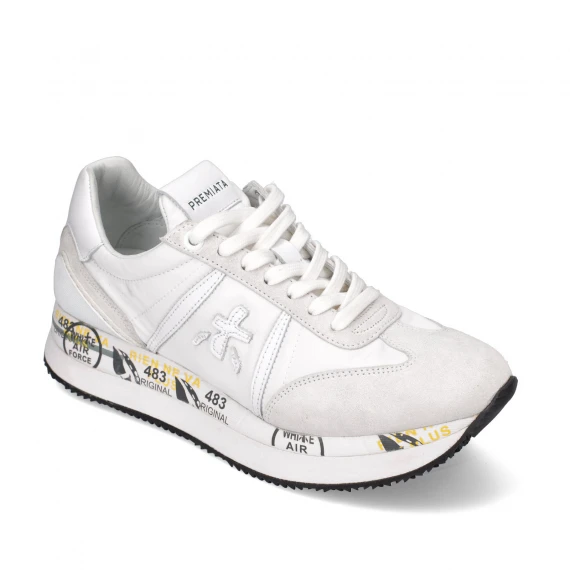 Sneakers Conny in pelle bianca bianca traforata 