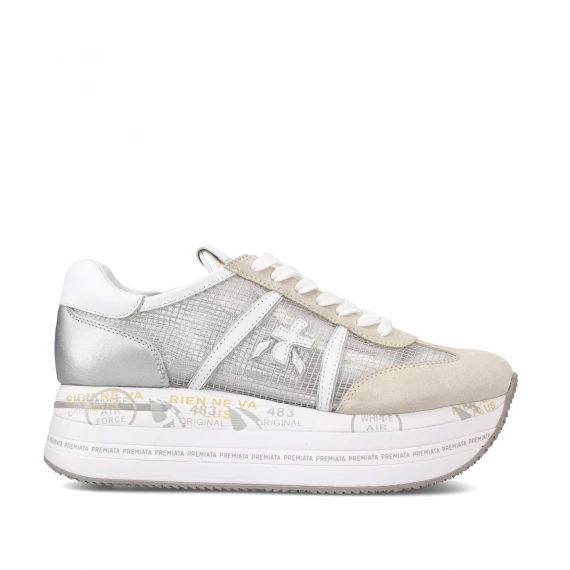 Sneakers Beth in tessuto ripstop trasparente suede bianco