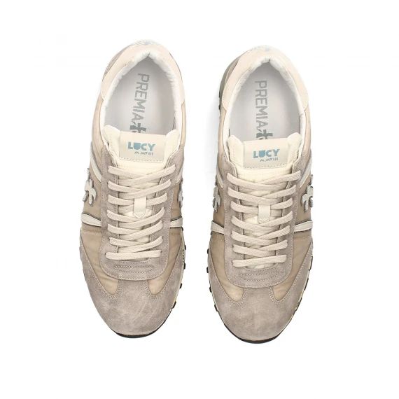 Sneakers Lucy in suede e tessuto tecnico beige