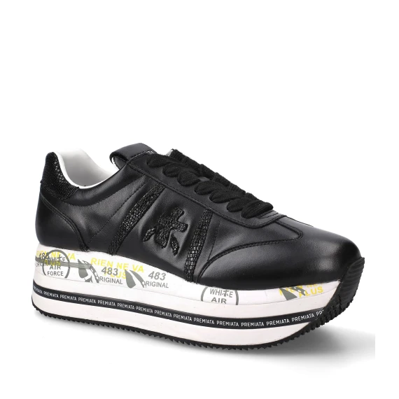 Sneakers Beth in tessuto e pelle nera