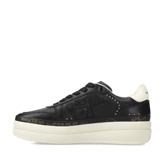 Sneakers Micol in pelle nera topponcino bianco