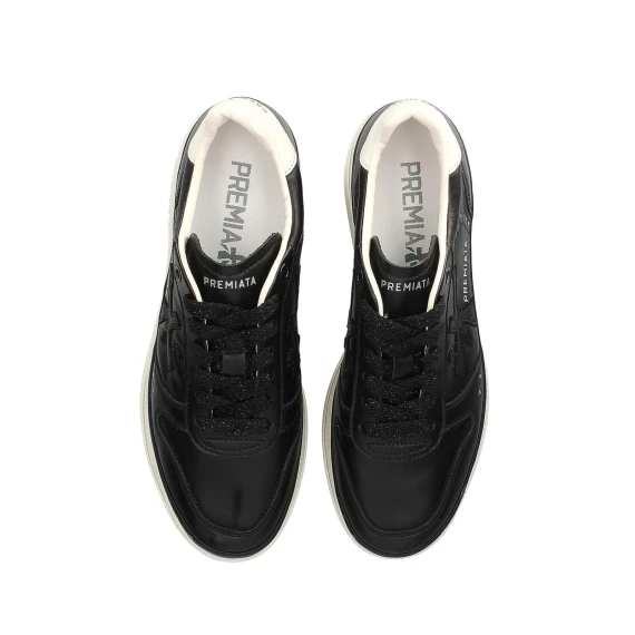 Sneakers Micol in pelle nera topponcino bianco