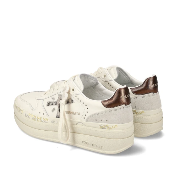 Sneakers Micol in pelle bianca topponcino bronzo