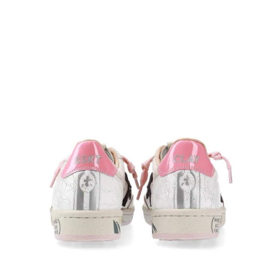 Sneakers Basket Clay in pelle burro con particolari rosa