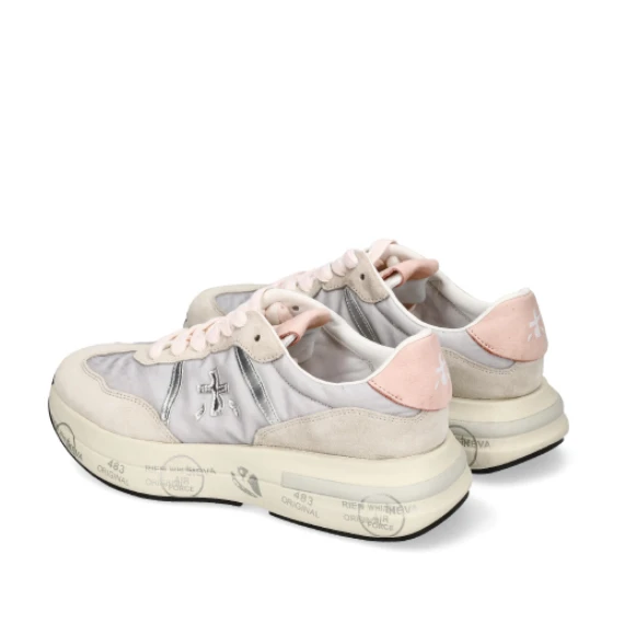 Sneakers Cassie in suede rosato e tessuto tecnico bianco ghiaccio