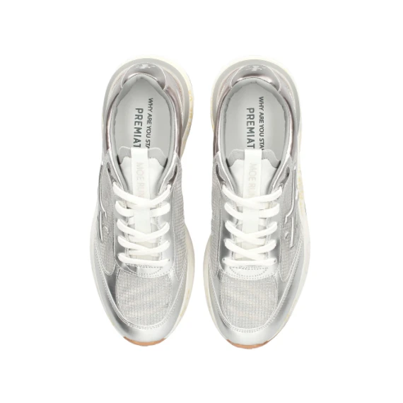 Sneakers Moerund in pelle argento e tessuto ripstop