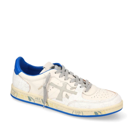 Sneakers BASKT CLAY in pelle bianca vintage con logo in suede grigio perla