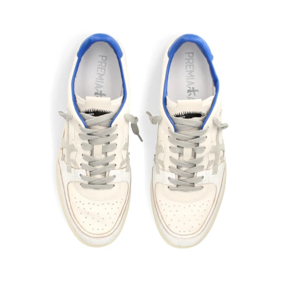 Sneakers BASKT CLAY in pelle bianca vintage con logo in suede grigio perla