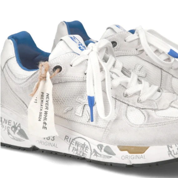 Sneakers Mase in suede e tessuto tecnico retato bianco