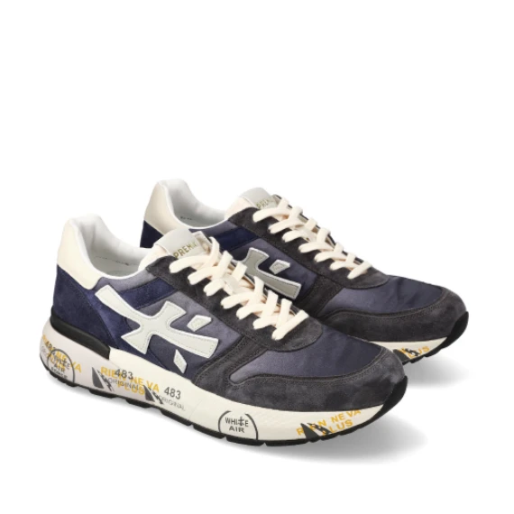 Sneakers Mick in suede blu e tessuto tecnico sfumato