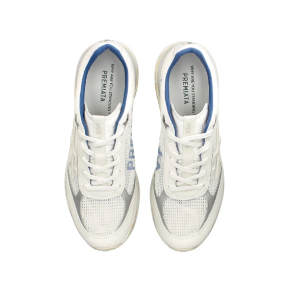 Sneakers Moerun in suede e tessuto a rete bianco