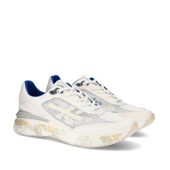 Sneakers Moerun in suede e tessuto a rete bianco