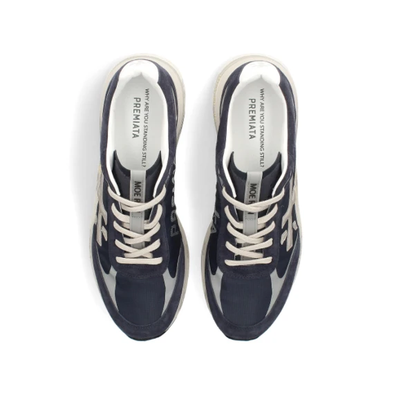 Sneakers Moerun in suede e tessuto tecnico ripstop blu