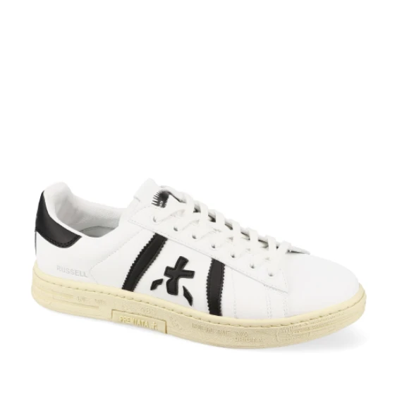 Sneakers Russell in pelle bianca top nero