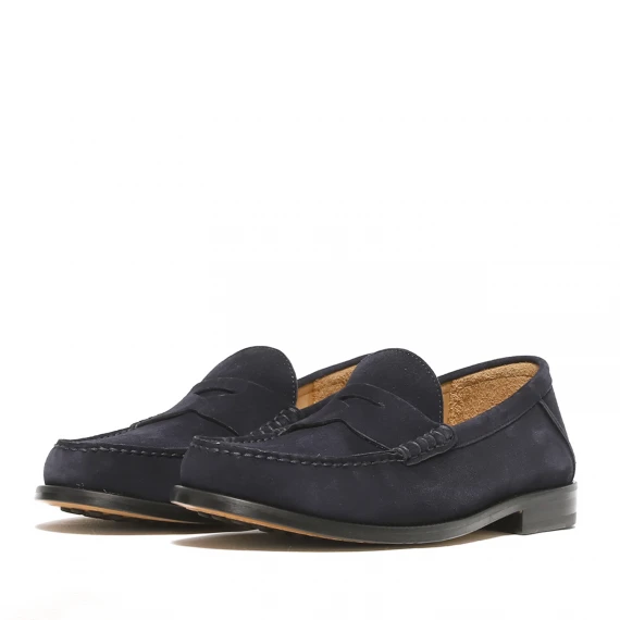 Mocassino in morbida pelle scamosciata blu navy