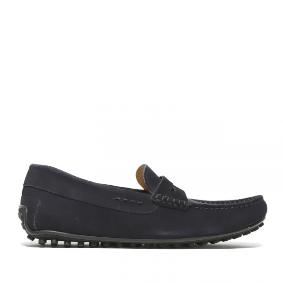 Mocassino in morbida pelle scamosciata blu navy