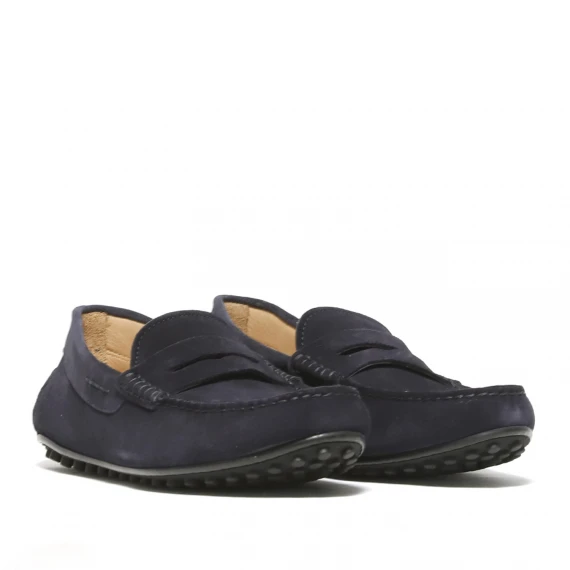 Mocassino in morbida pelle scamosciata blu navy