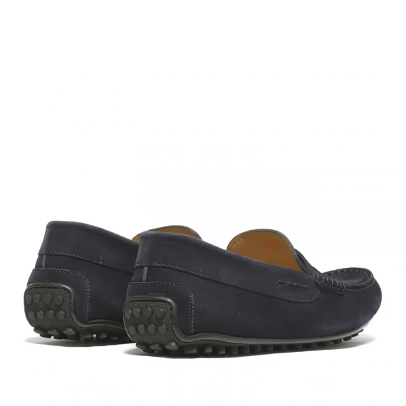 Mocassino in morbida pelle scamosciata blu navy