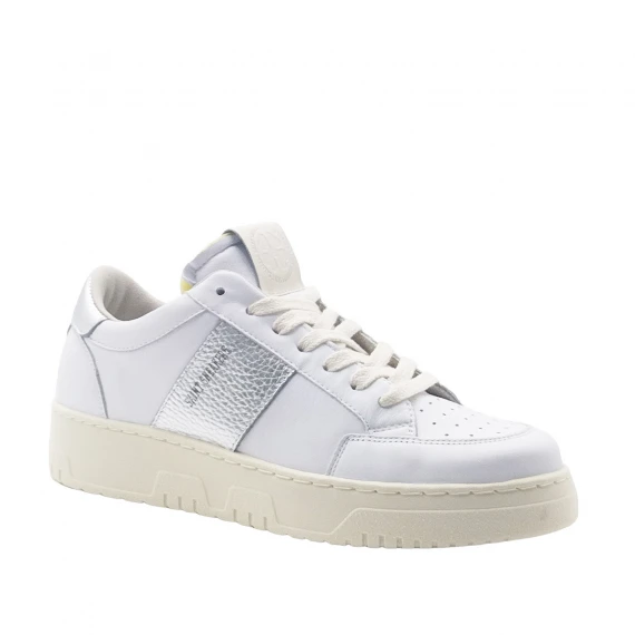 Sneakers in pelle bianca e argento