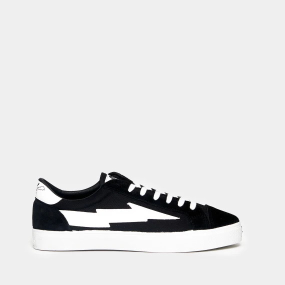 Sneaker in cotone e suede nero con fondo cassetta