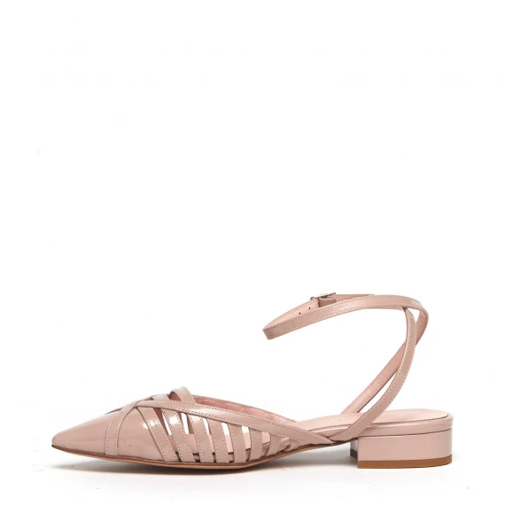 Slingback 1727 in pelle verniciata colore nudo 