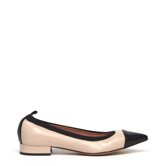 Ballerina 1732 in pelle beige nero 