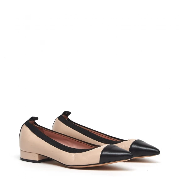 Ballerina 1732 in pelle beige nero 