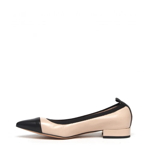 Ballerina 1732 in pelle beige nero 