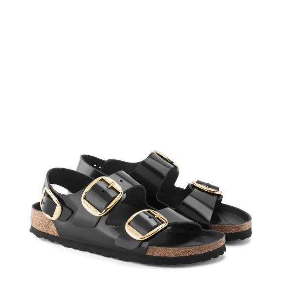 Sandali Milano Big Buckle High Shine black 