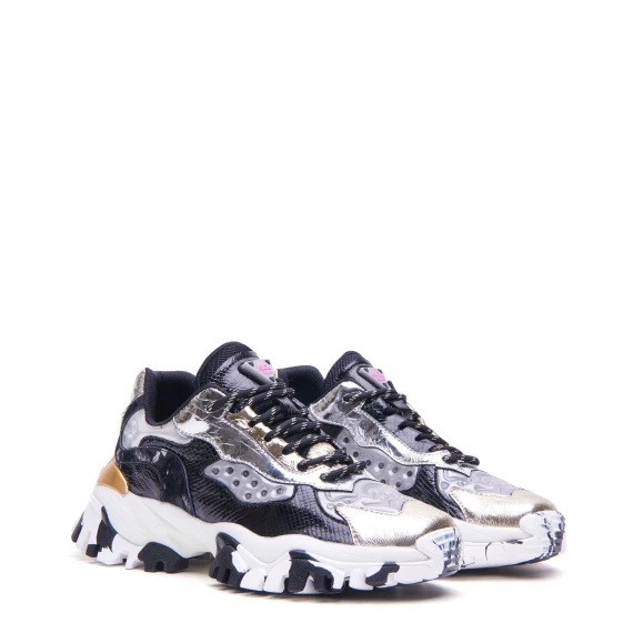 Sneakers Juice in pelle e pvc black, silver e white 