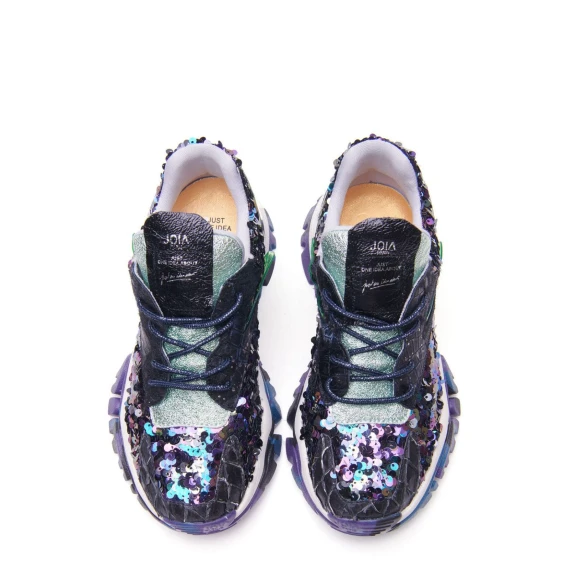 Sneakers Jolt in pelle multipatch black e green 