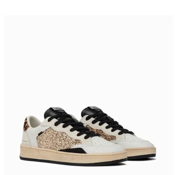 Sneakers Chelsea Gold in pelle bianca e dettagli animalier 