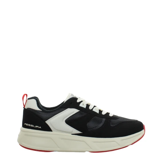 Sneakers RUN03 in microfibra e mesh bianca e nera 