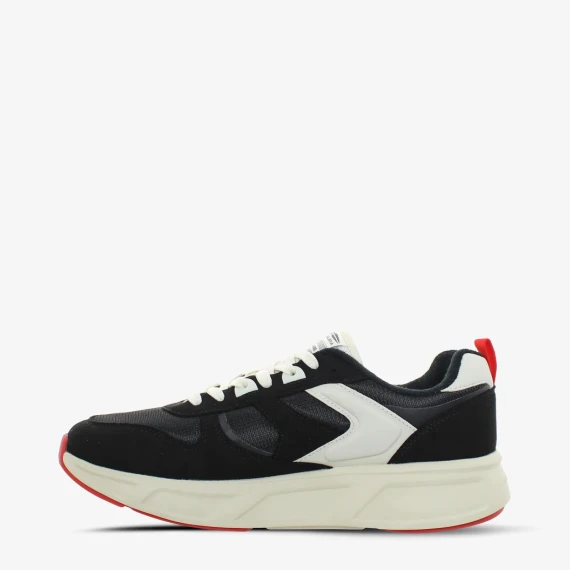 Sneakers RUN03 in microfibra e mesh bianca e nera 